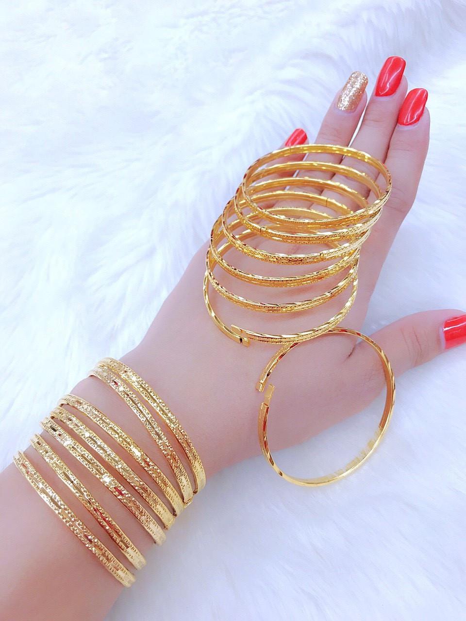 Vòng Nữ Xi Men Bọng Nhẹ - Khóa Vàng Thật - Hình Thật Tự Chụp