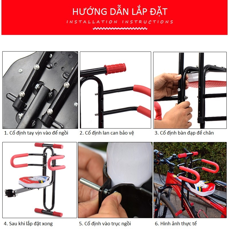 Ghế Gắn Trên Xe Đạp, Xe Điện Cho Trẻ Em Ngồi GB01 Cao Cấp - Hàng Nhập Khẩu