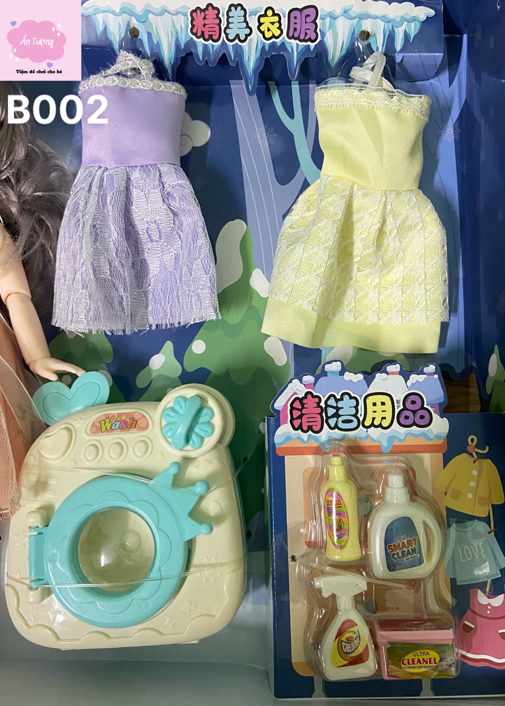 Đồ chơi bé gái - Đồ chơi búp bê- Hộp búp bê Barbie, búp bê BJD 30cm với khớp xoay xinh xắn kèm phụ kiện máy giặt, đầm...