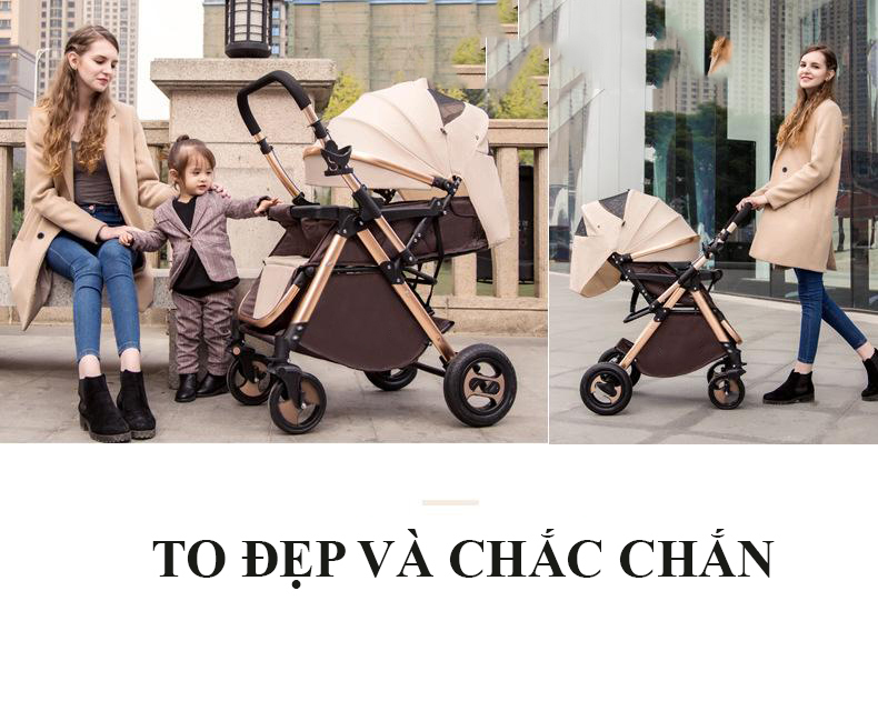 Xe Đẩy em bé 2 Chiều Gấp Gọn,Thiết Kế Châu Âu, Năng Động, Hợp Kim