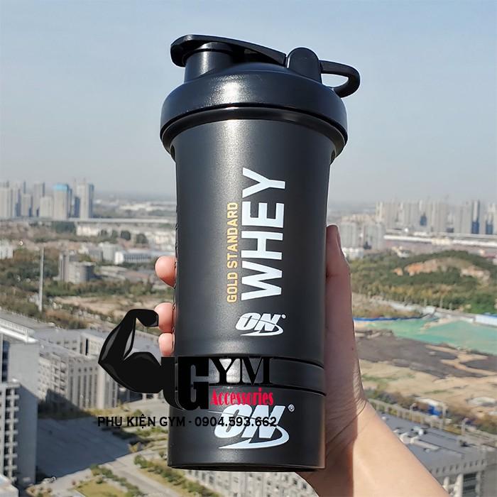 Bình nước thể thao bình tập gym Shake bottle ON 2 ngăn