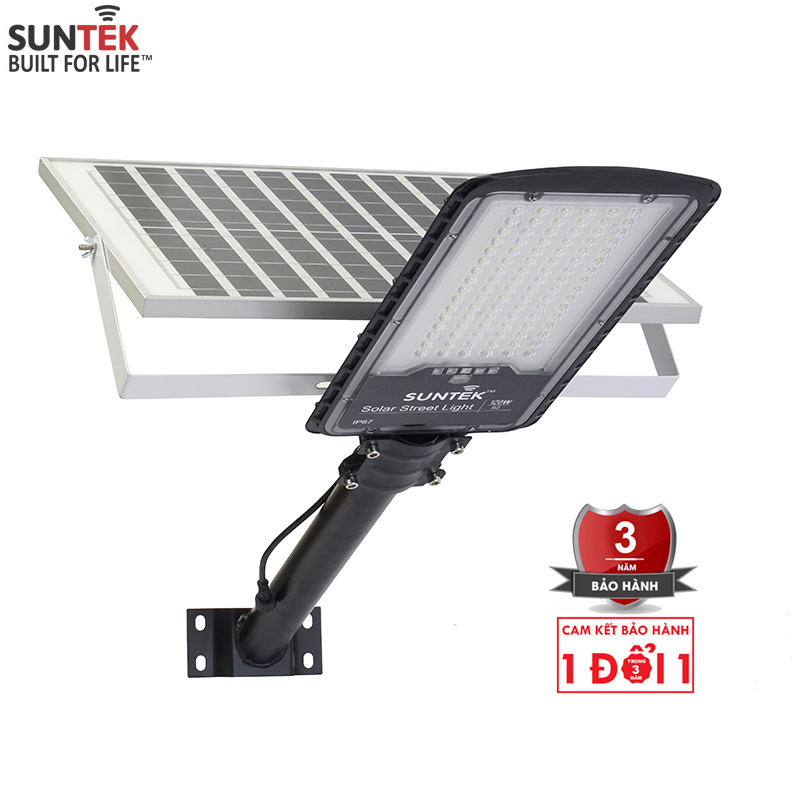 Đèn Đường Năng Lượng Mặt Trời SUNTEK LED Solar Street Light S2 120W - Chiếu sáng liên tục 38-40 giờ | Tuổi thọ 7-8 năm | Chống Nước/Bụi/Sét | Tự động Bật/Tắt | Điều khiển Từ xa - Hàng Chính Hãng - Bảo hành 3 năm 1 đổi 1