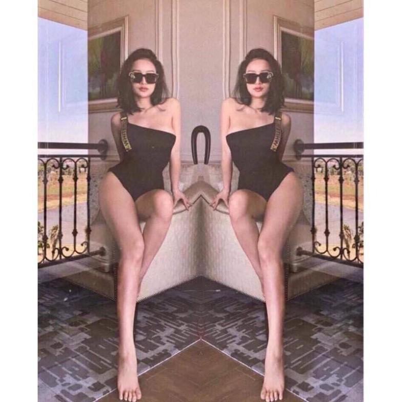 freeship Bikini liền 1 mảnh đen lệch vai sexy quyến rũ mặc đi biển đi bơi