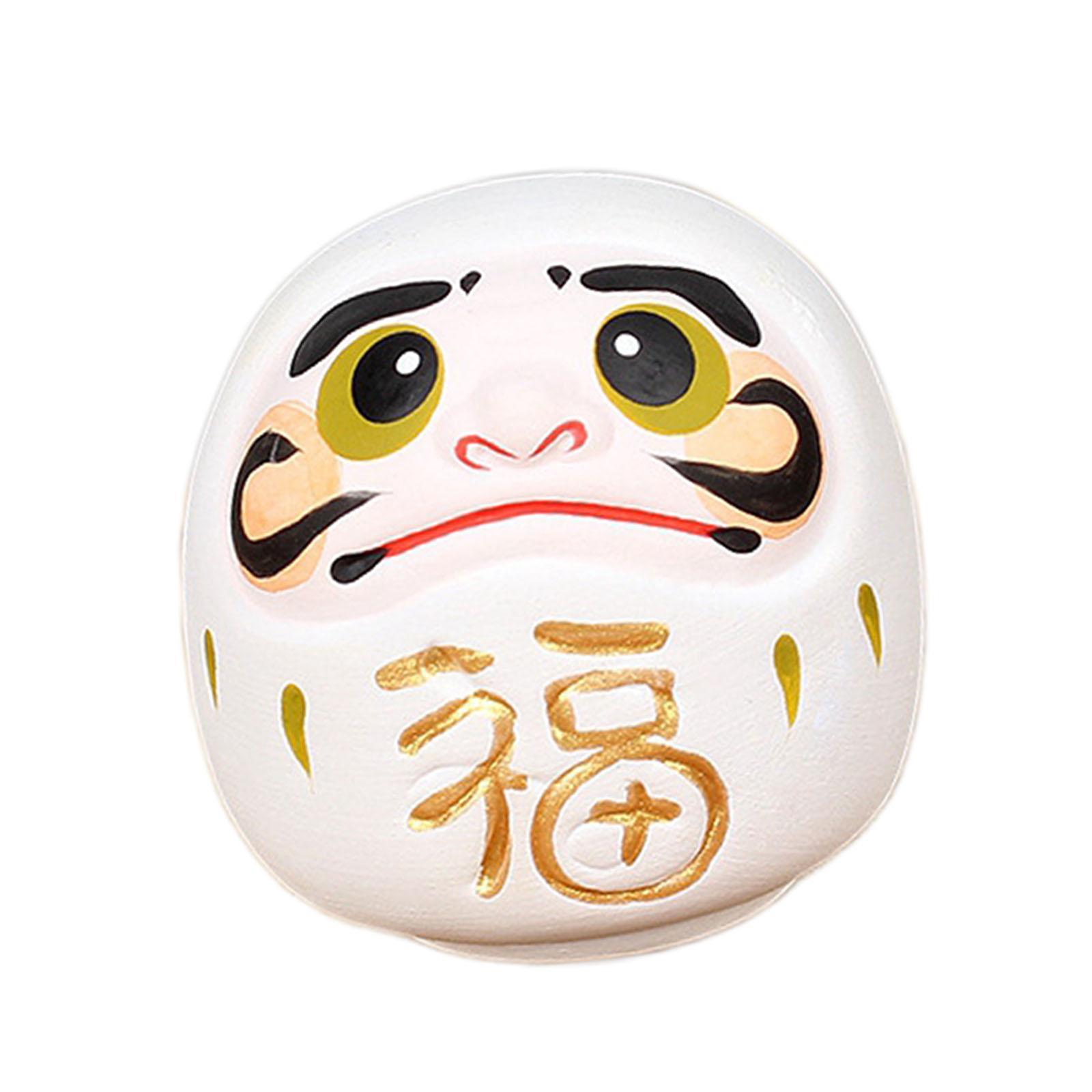 Daruma Doll Statue Craft Decorative for Table Bookshelf Decor White