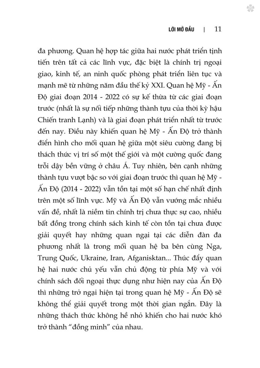 Quan hệ Mỹ - Ấn Độ trong không gian chiến lược Ấn Độ Dương - Thái Bình Dương - bản in 2024