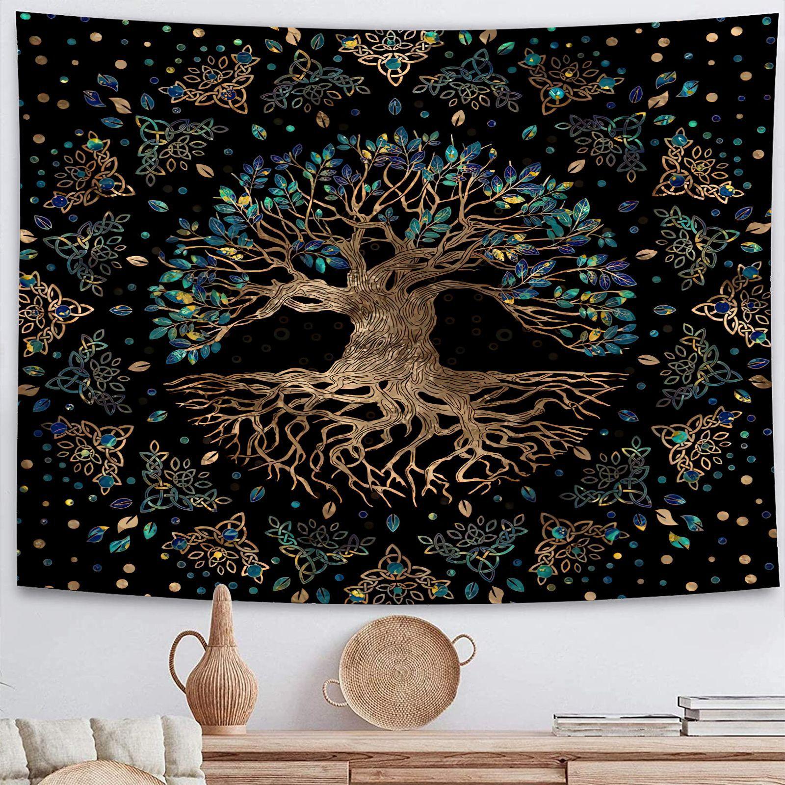 Phòng ngủ Tree lá xanh của cuộc sống Tapestry Trang trí tường treo cho phòng ngủ Phòng khách Tấm thảm 130cm*150cm