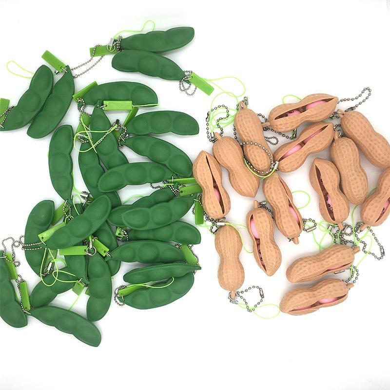 Đồ chơi bóp hạt đậu giải tỏa áp lực gắn điện thoại Móc khóa hạt đậu móc khóa hạt lạc