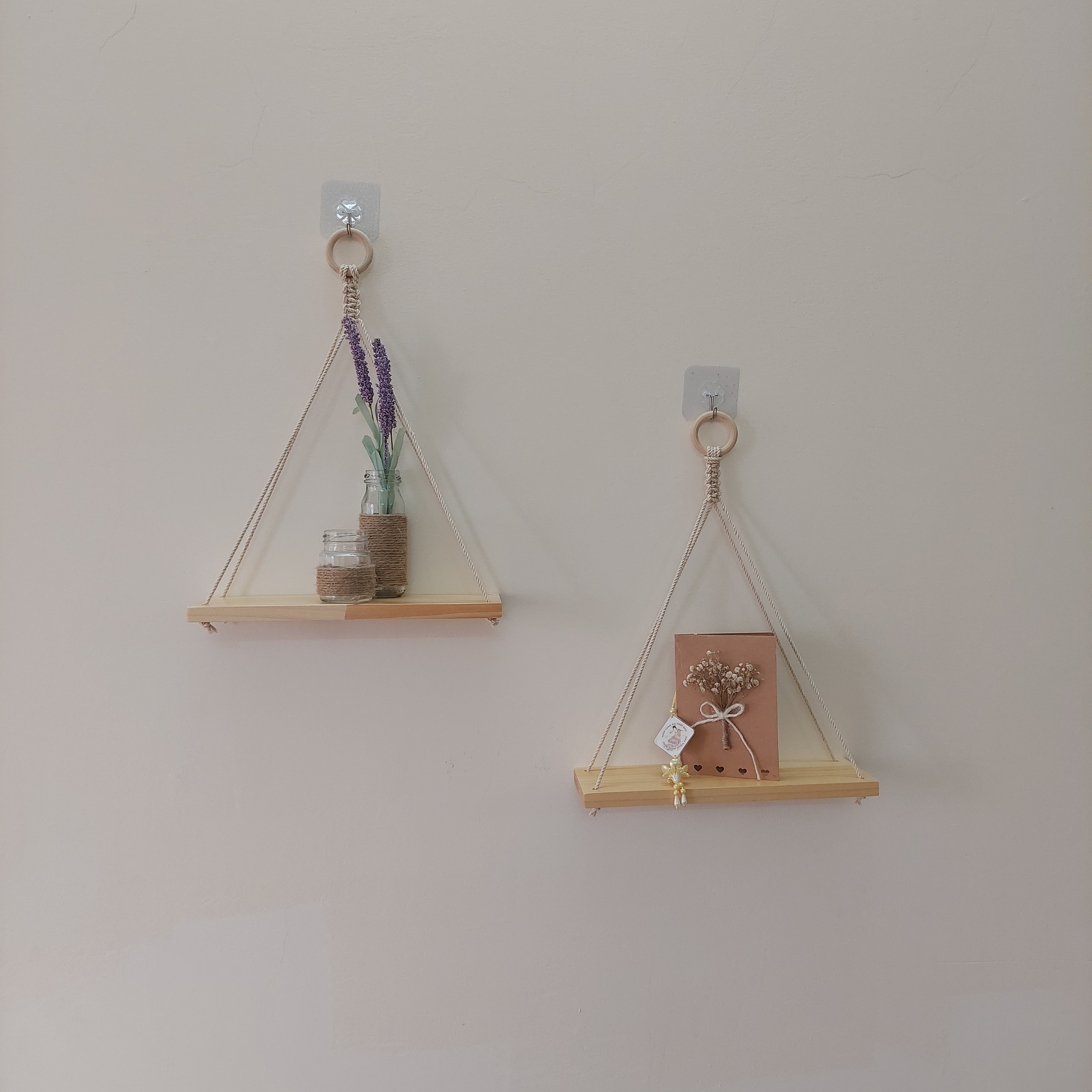 Set 2 kệ trang trí dây treo tường kệ gỗ decor 30x10x1,5cm