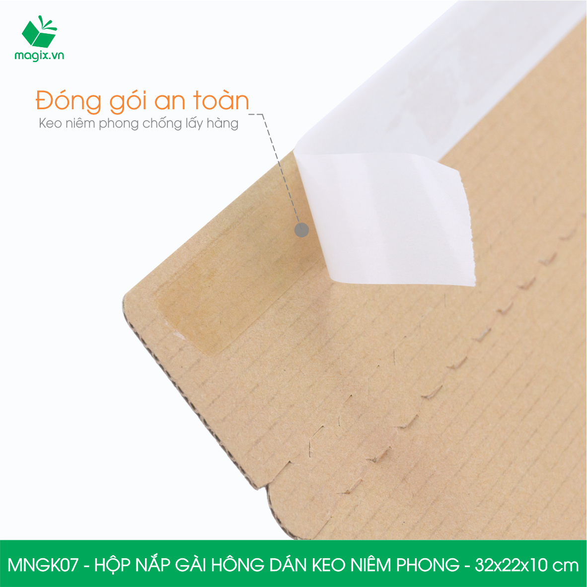 MNGK07 - 32x22x10cm - COMBO 20 HỘP CARTON NẮP GÀI HÔNG CÓ KEO NIÊM PHONG - THÙNG HỘP CARTON ĐÓNG HÀNG