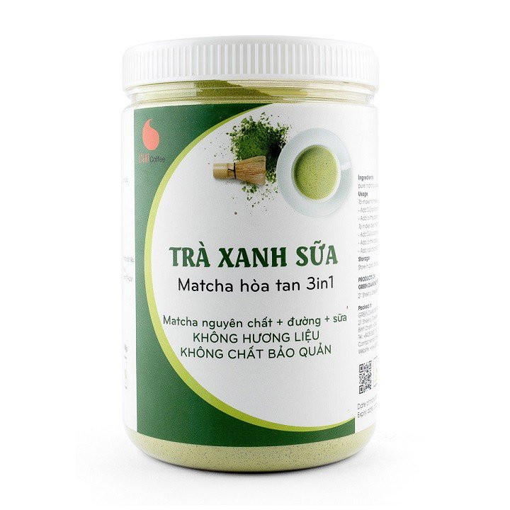 Bột trà xanh sữa 3in1, matcha xuất xứ Nhật Bản, hũ 550g, từ nhà sản xuất Light Coffee