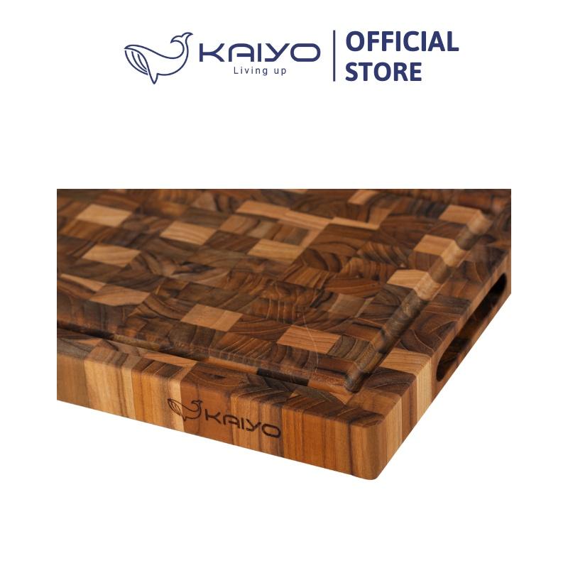 Thớt thái gỗ teak đầu cây KAIYO size S 30 x 20 x 2,5cm