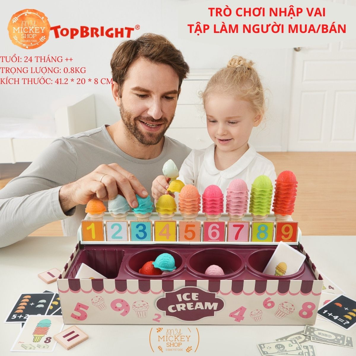 Bộ đồ chơi giáo dục sớm BÁN KEM HỌC TOÁN ICREAM MATH &amp; LOGIC cho bé từ 4 5 6 tuổi