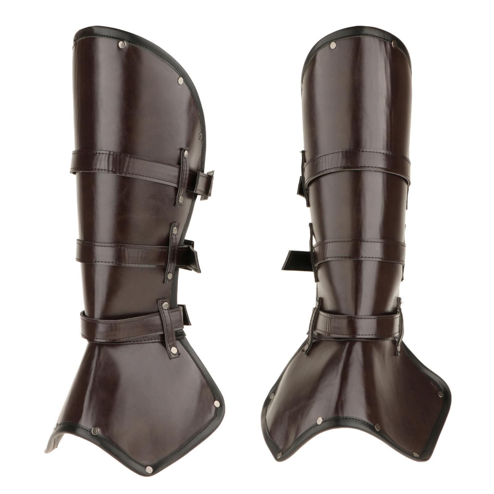 Leg Guard Cosplay Costume Shoes Cover Party Medieval PU Leather Leg