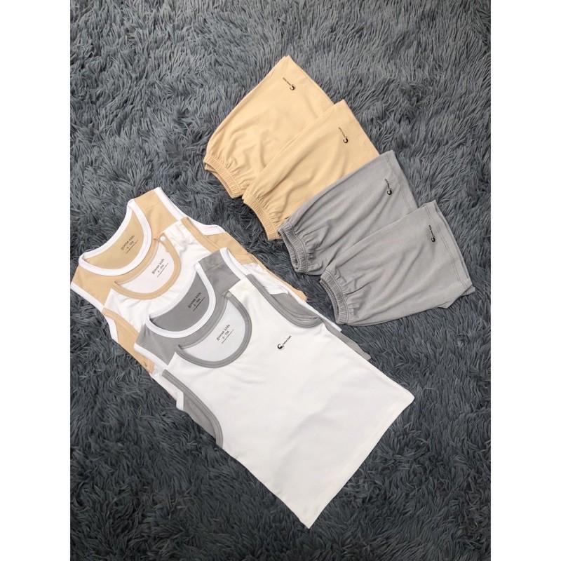 Bộ thun cộc ba lỗ minky mềm mịn siêu xinh cho bé