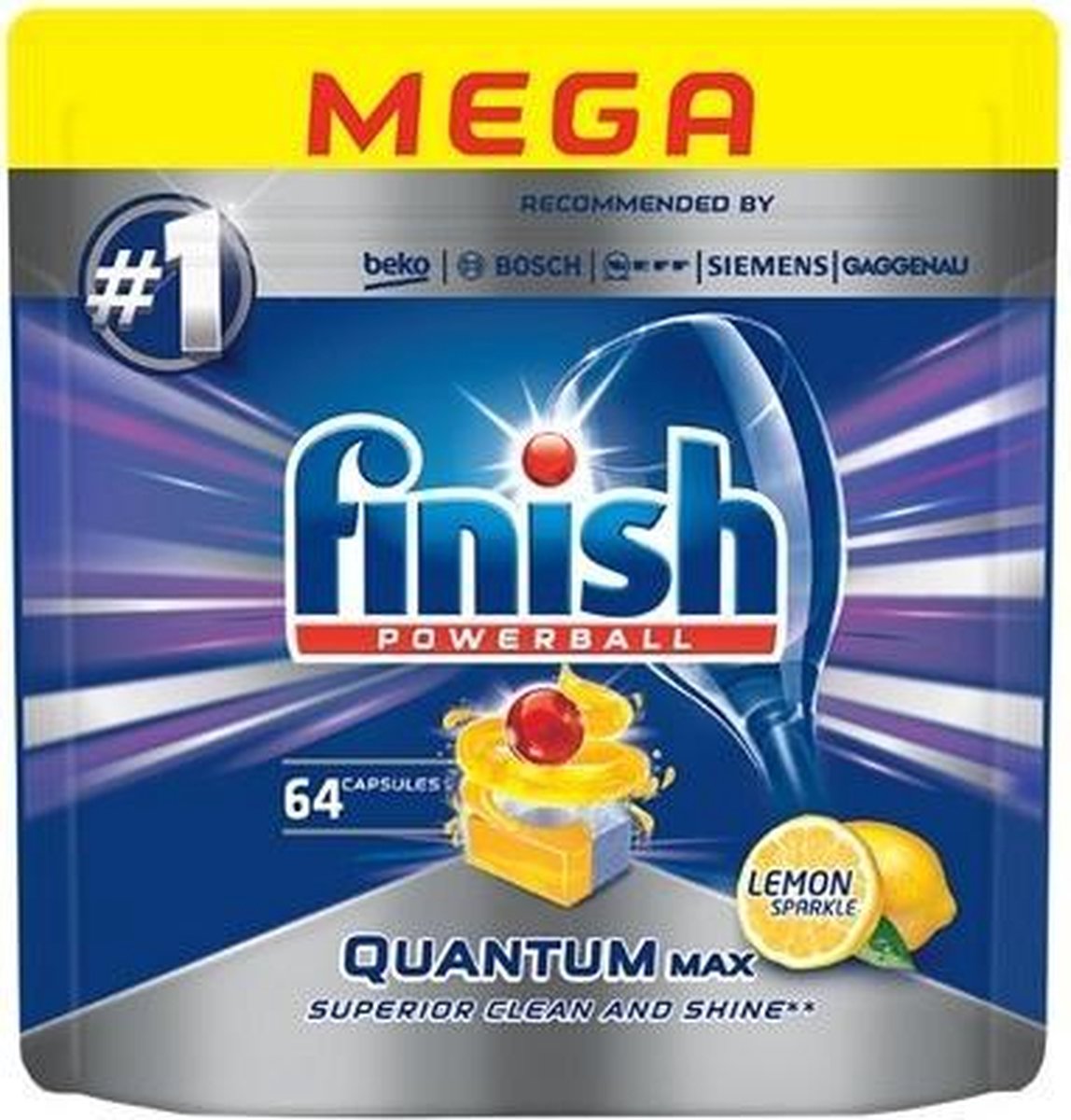 Viên rửa chén bát Finish Quantum Max 64 viên hương chanh