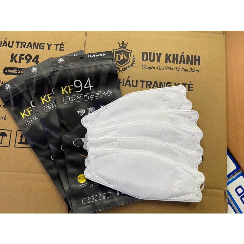 1 thùng 300 chiếc khẩu trang KF94 Duy Khánh chống bụi mịn và kháng khuẩn theo công nghệ Hàn Quốc loại màu trắng
