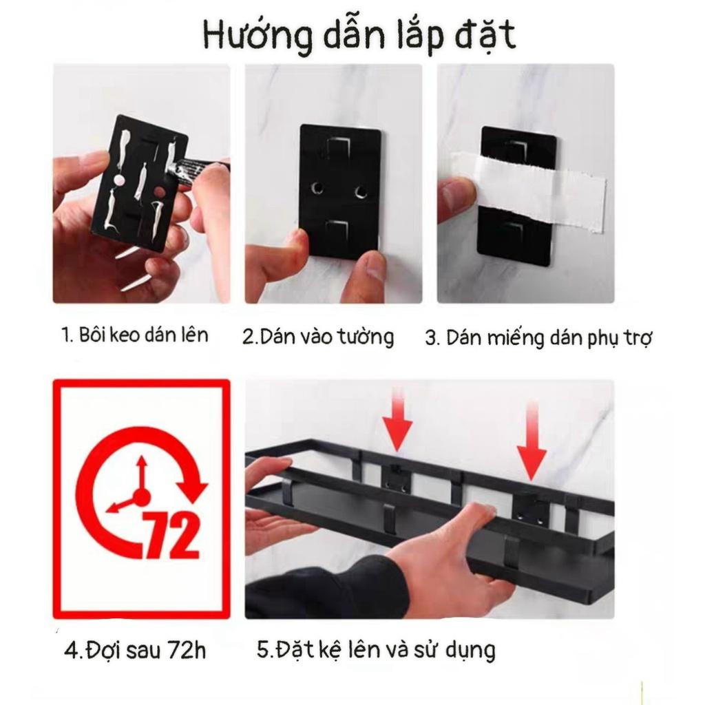 Kệ Thép Treo Tường Carbon Đựng Gia Vị Nhà Bếp Đa Năng Sơn Tĩnh Điện Không Gỉ TABIHOME, Giá Để Đồ