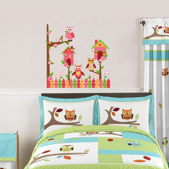 Decal trang trí tường - Những chú cú sắc màu