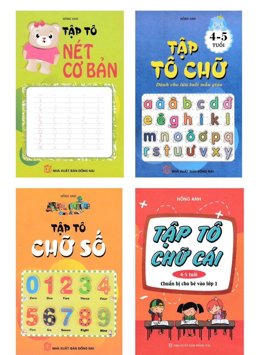 Combo Sách Tập Tô: Nét Cơ Bản + Chữ + Chữ Số + Chữ Cái (Dành Cho Bé 4 - 5 Tuổi) (Bộ 4 Cuốn) - CM