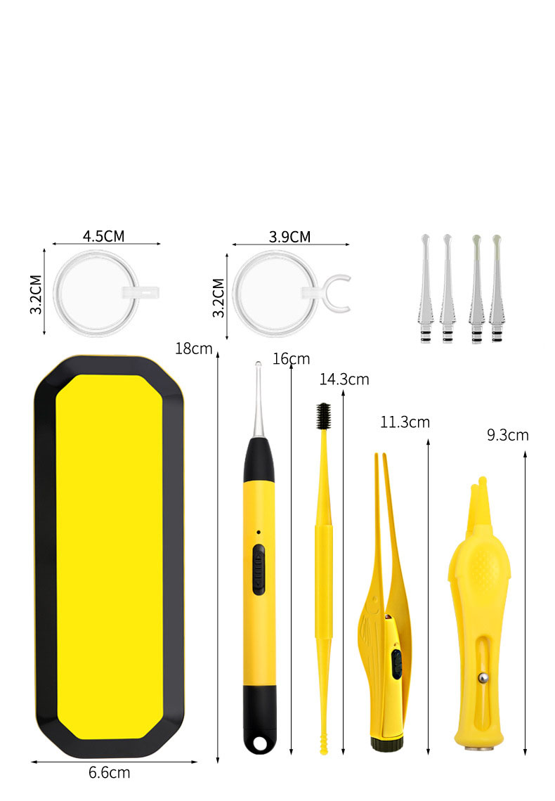 Bộ Dụng Cụ Lấy Ráy Tai Có Đèn Led 4 Món cao cấp Kèm Hộp Đựng Cao Cấp Có Sử Dụng Cổng Sạc USB