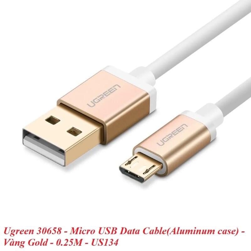 Ugreen UG30658US134TK 0.25M màu Vàng Cáp sạc truyền dữ liệu USB 2.0 sang MICRO USB đầu mạ vàng - HÀNG CHÍNH HÃNG