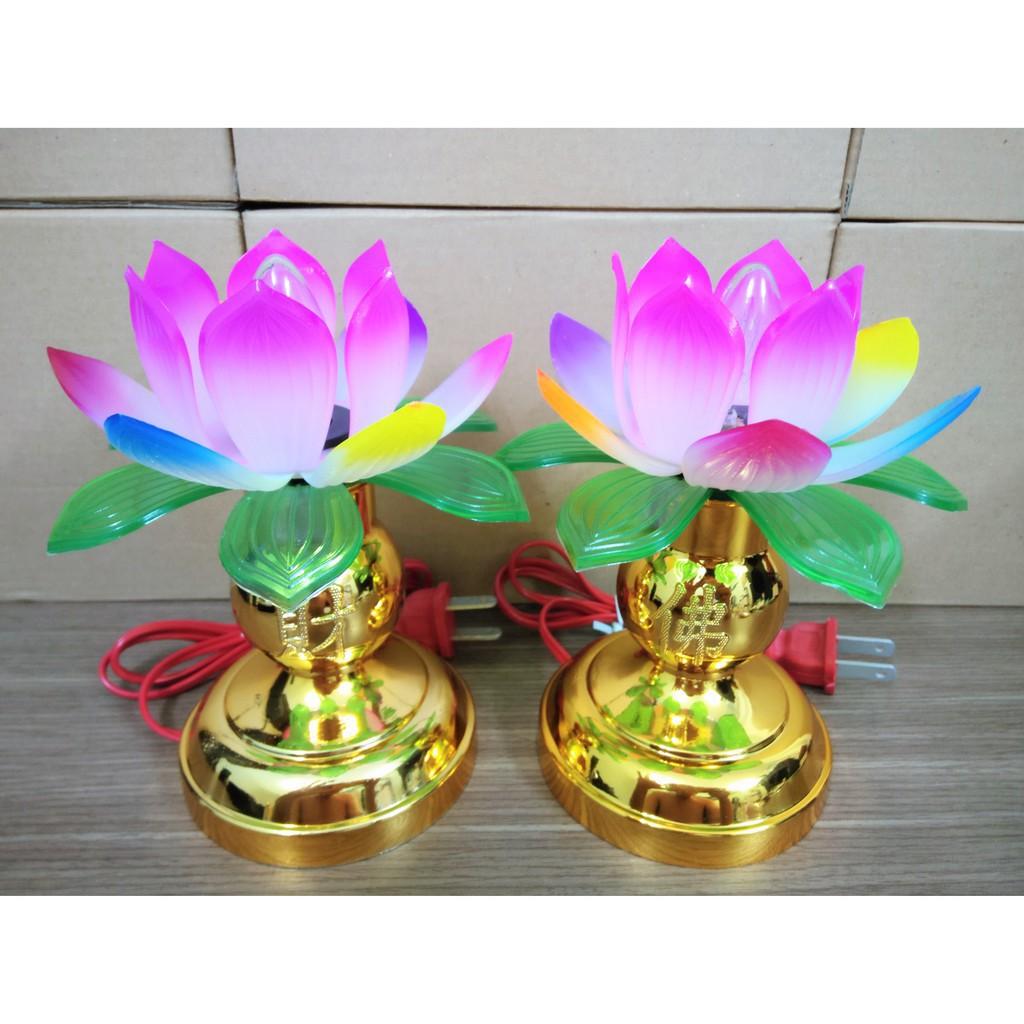 Cặp Nến Điện Để Bàn Thờ Cao 13cm Hình Hoa Sen