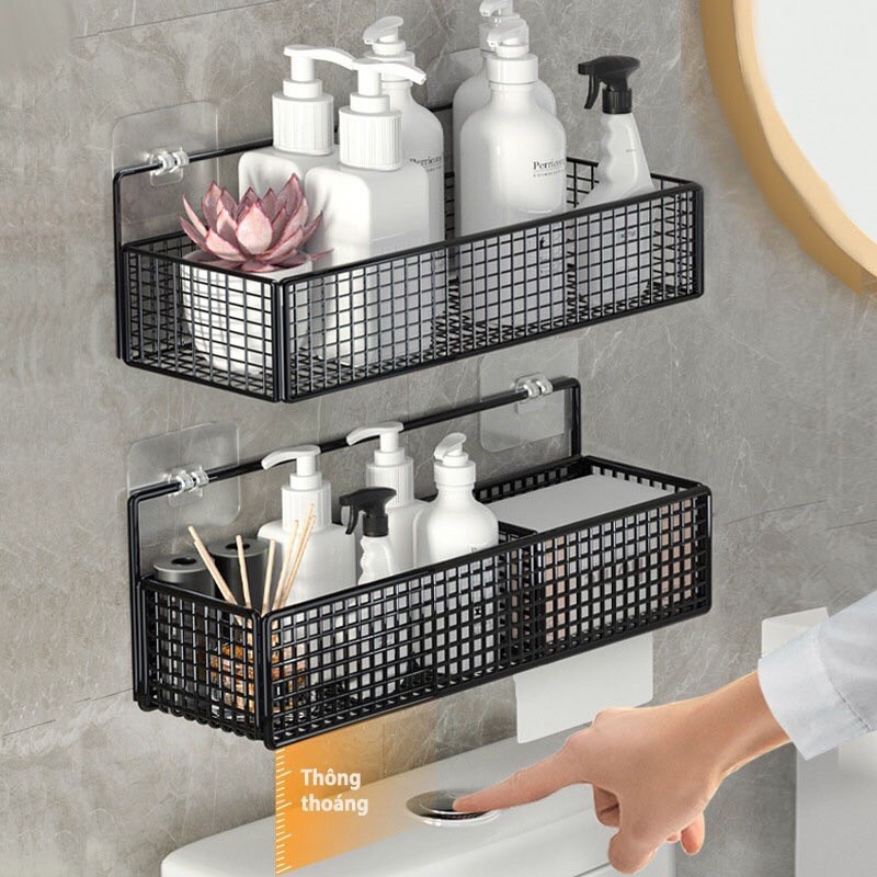 Kệ để đồ nhà tắm, kệ phòng bếp dán tường, hình chữ nhật, kệ thép sơn tĩnh điện