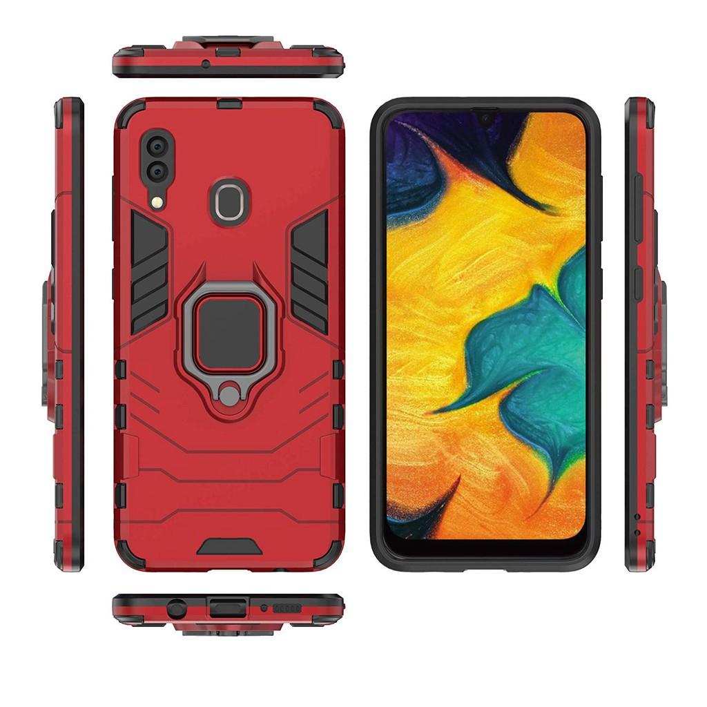 Ốp lưng cho Samsung A30 iron man chống sốc kèm nhẫn xoay chống xem video bảo vệ camera