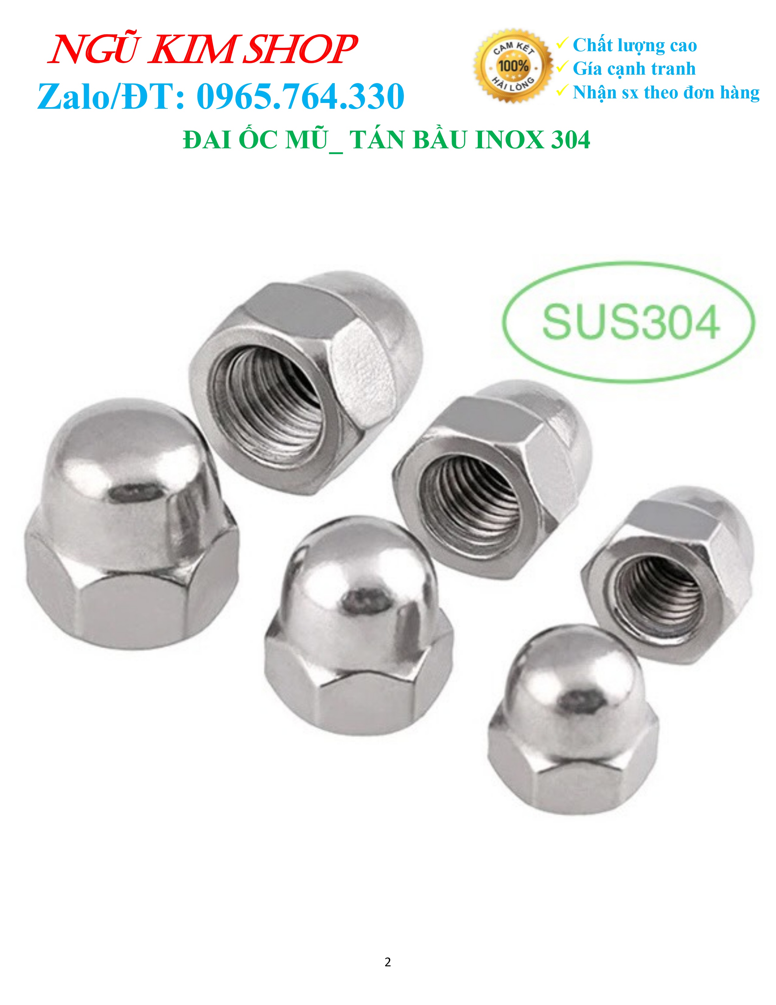 ĐAI ỐC MŨ _ TÁN BẦU INOX 304