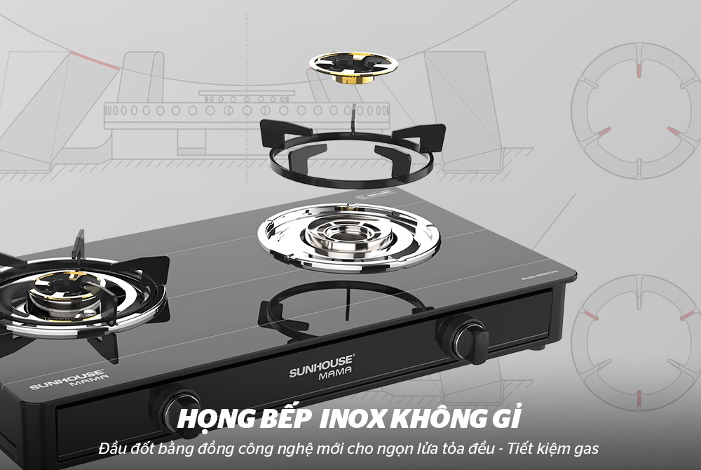 BẾP GAS DƯƠNG KÍNH SUNHOUSE MAMA MMB0910 - Hàng Chính Hãng