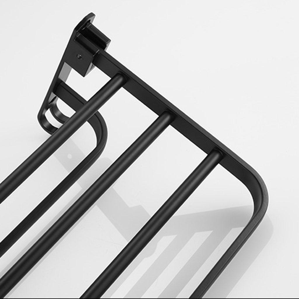 Towel Rack Modern Towel Shelf Wall Mounted Folding w/ Towel Bar Hanger