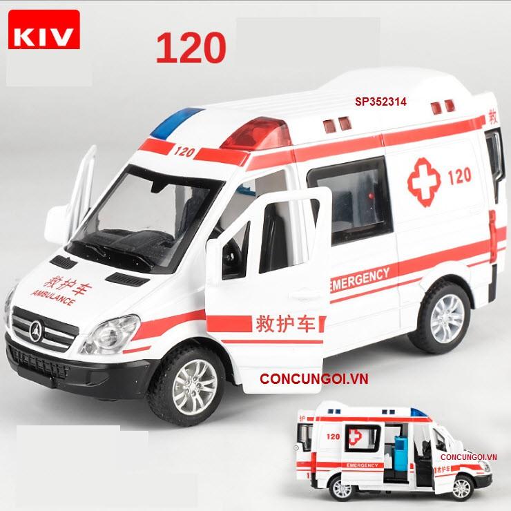 Đồ chơi xe sắt pin trớn Ambulance 120, Police 110 âm thanh, đèn, mở cửa, 8909 - SP352314