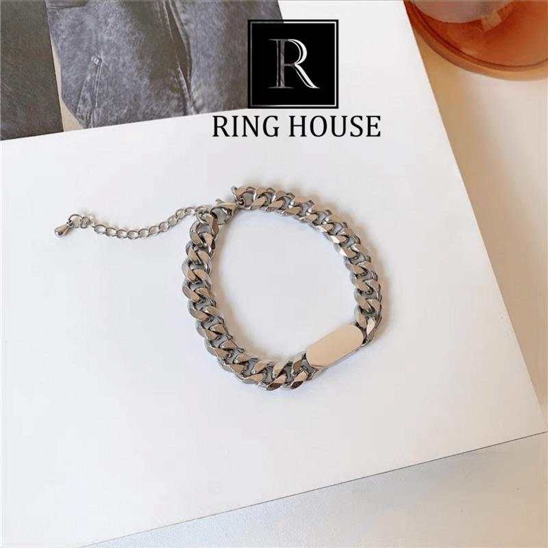 Lắc Tay Vòng Tay Nữ Titan Không Gỉ Xích Mặt Trơn Cá Tính Đẹp Ring House xe