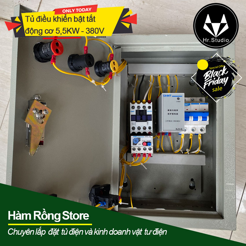 Tủ điều khiển 5.5kw chống mất pha, quá tải và đảo pha cho động cơ điện 3 pha