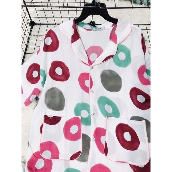 Bộ pijama họa tiết tròn lập thể sang chảnh size dưới 60kg