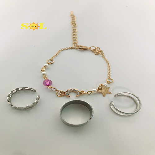 Vòng tay nữ mặt trăng, ngôi sao, biển cả sang trọng, quý phái, thời trang+ nhẫn hợp kim phong cách, trẻ trung, phong cách, cá tính