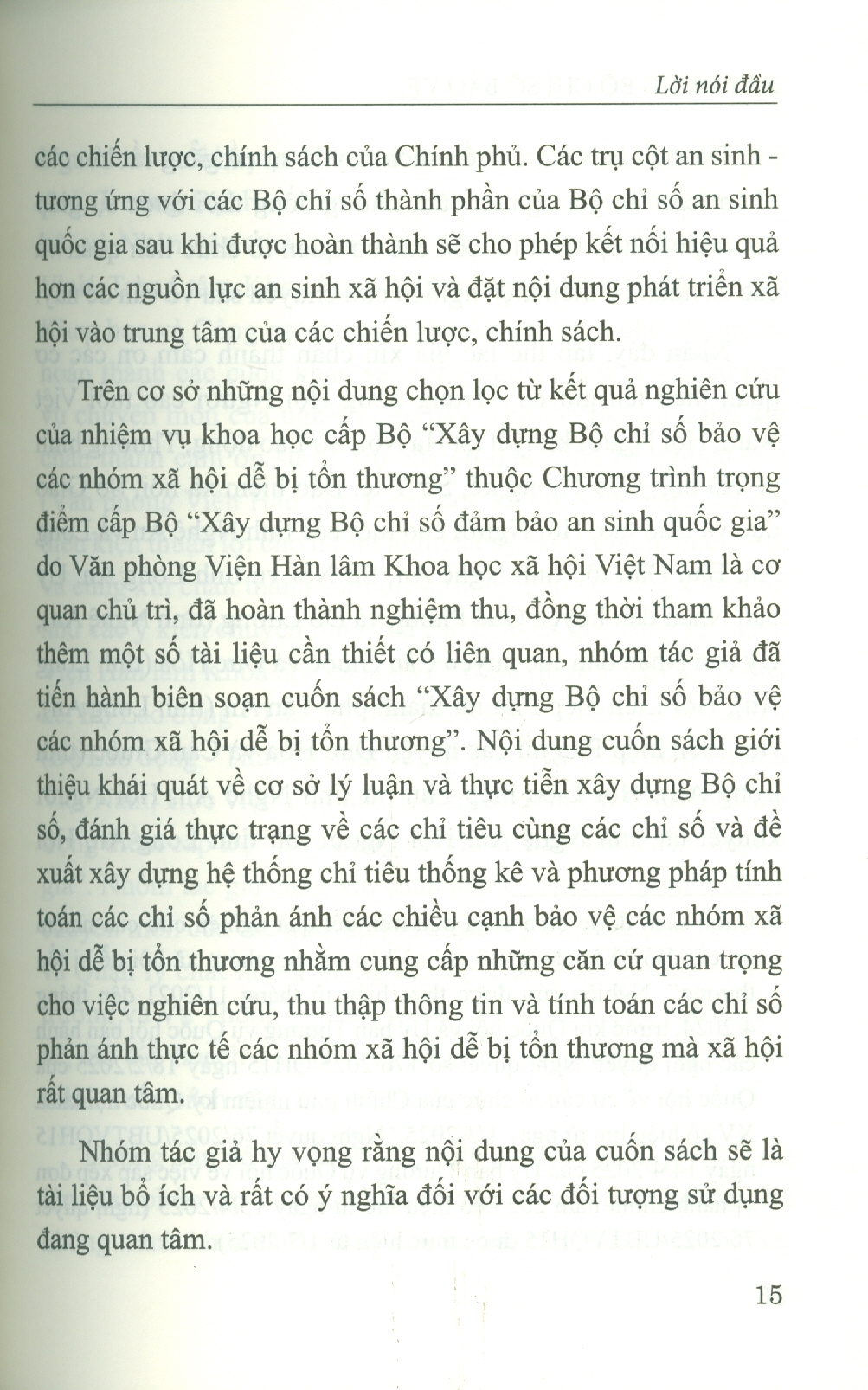 Xây Dựng Bộ Chỉ Số Bảo Vệ Các Nhóm Xã Hội Dễ BịTổn Thương (Sách chuyên khảo)