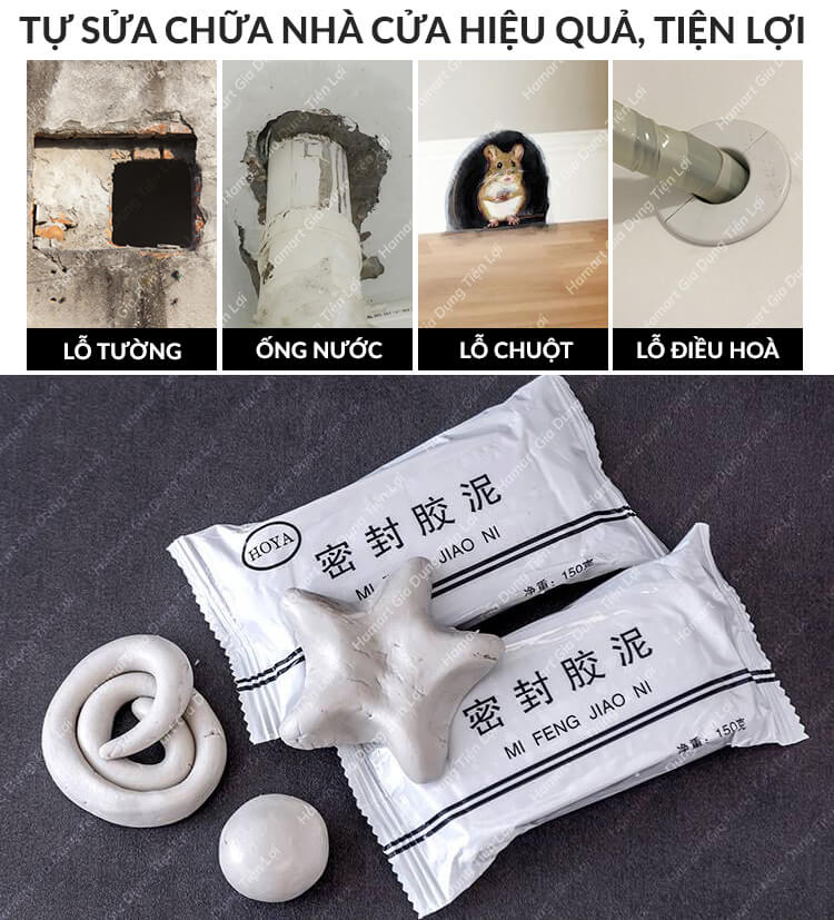 Keo Vá Trám Tường Đa Năng Che Vết Nứt Sửa Chữa Tường Nhà Hiệu Quả Kèm Đầu Nối &amp; Dụng Cụ Trám