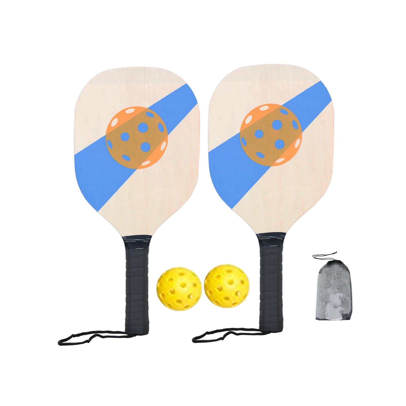 Pickleball Wood Paddle Set Beginner Racket Durable 2 Paddles 2 Pickle Balls