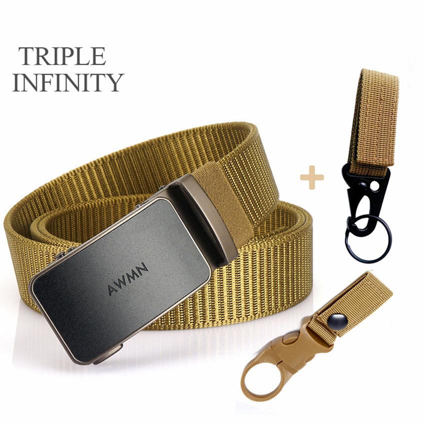 Thời Trang Nylon Thắt Lưng Nam 3.4Cm Chiều Rộng Kim Loại Khóa Tự Động Thể Thao Ngoài Trời Đa Chức Năng Chiến Thuật Thiết Kế Dây Lưng Nam Da Bò