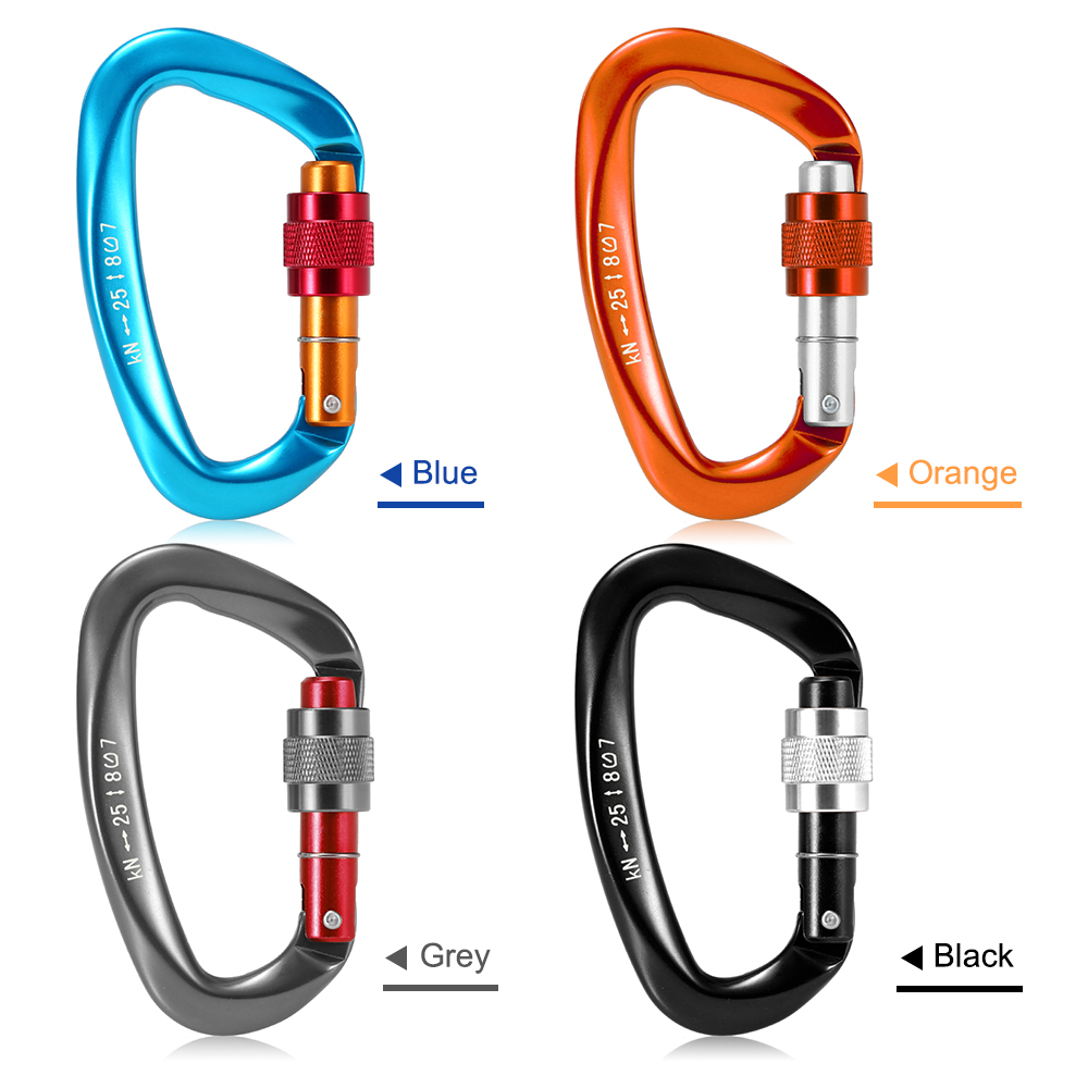 Móc khóa Carabiner chữ D 25KN đa năng, dã ngoại