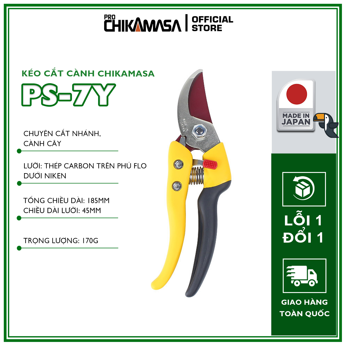 Kéo cắt cành cao cấp Nhật Bản Chikamasa PS-7Y