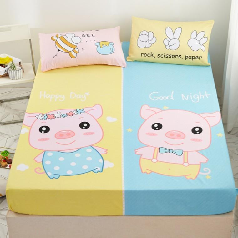 Bộ Ga Gối Cotton Hoạ Tiết 3d Cho Bé Yêu Mẫu 2 CON HEO