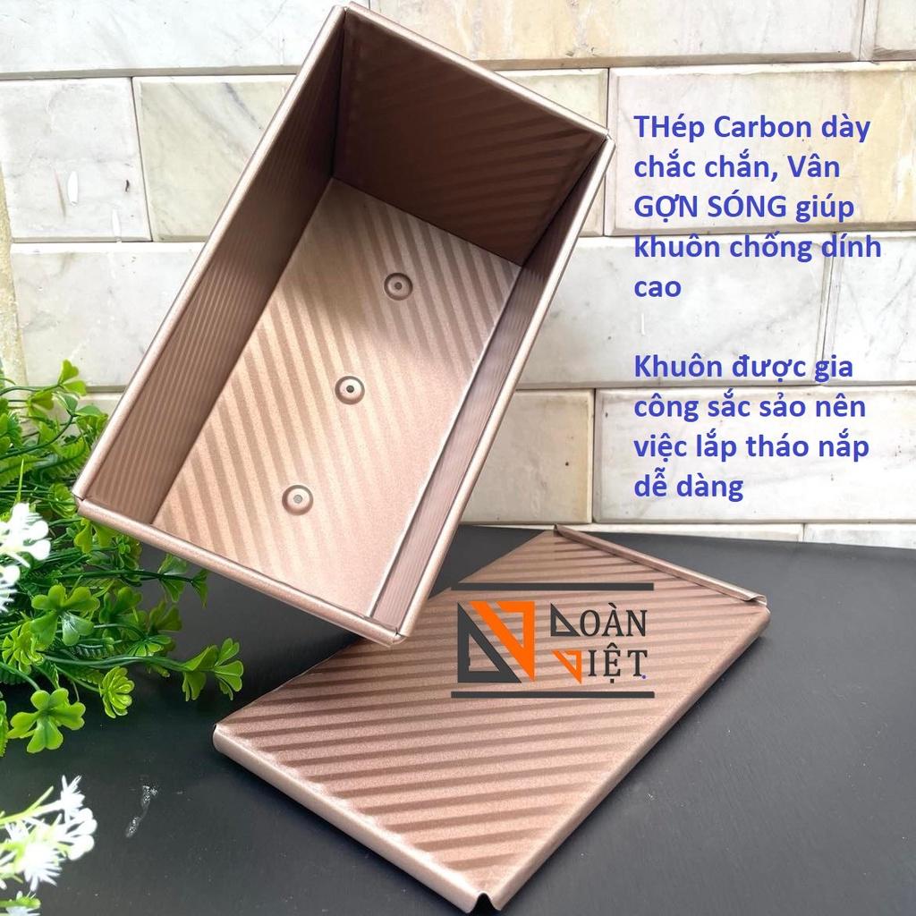 BÁNH MÌ SANDWICH vân GỢN SÓNG mẫu mới SIÊU ĐẸP CAO CẤP. Khuôn bánh mì gối Thép CARBON chống dính màu VÀNG SANG TRỌNG
