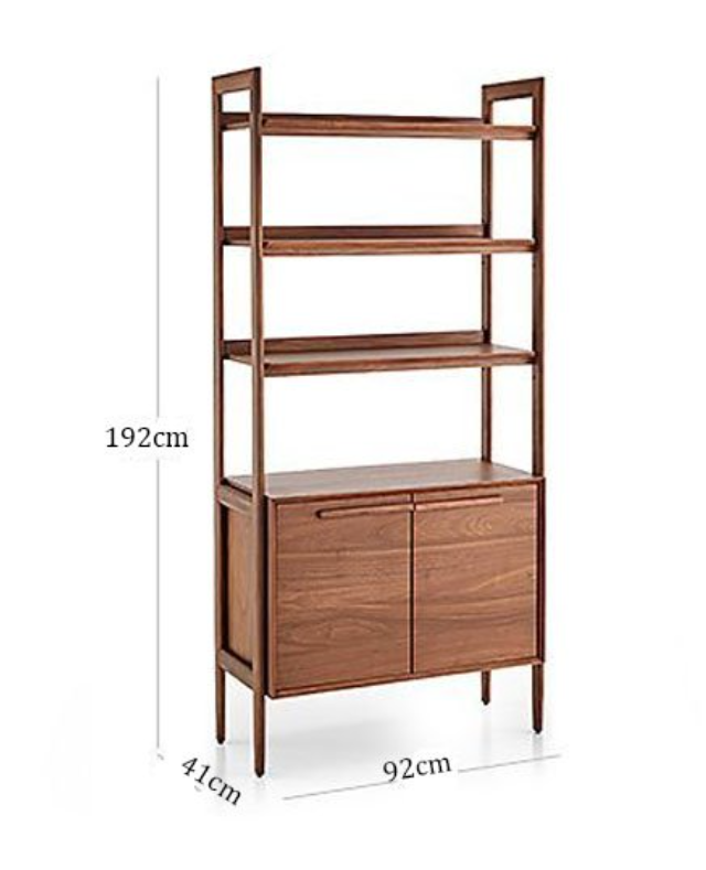 Kệ sách kèm hộc tủ gỗ bạch dương Tundo ngang 92 x 40 x 192 cm màu gỗ óc chó