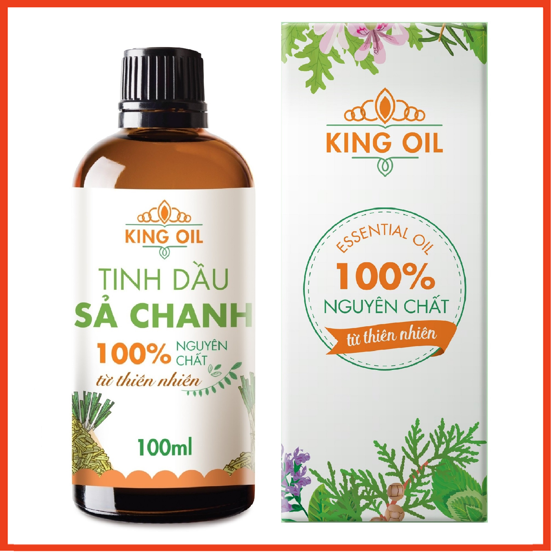 Tinh dầu Sả Chanh Organic nguyên chất từ thiên nhiên, Xuât khẩu thị trường Mỹ, Thơm Phòng, Khử Mùi, Xông Phòng, Đuổi Muỗi, Kháng Khuẩn - KingOil