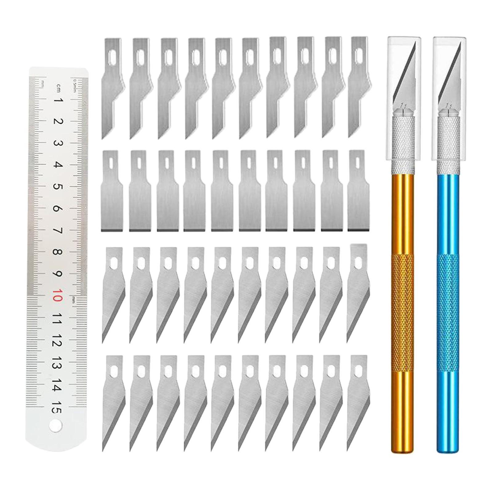 42 PCS Carving Craft Knife & Spare DIY Art Work Blades Secure Scrapbooking