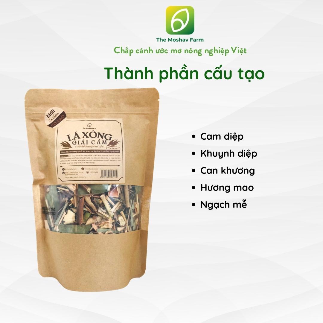 Lá Xông Cổ Truyền The Moshav Farm Kết Hợp Thảo Mộc Thiên Nhiên Làm Sẵn Sấy Khô Đảm Bảo An Toàn Sức Khỏe - Giúp Xua Tan Cơn Mệt, Dùng Lúc Cơ Thể Sợ Gió - Lạnh, Giúp Hạ Sốt - Giải Cảm, Thải Độc, Xông Sau Sinh - Xông Toàn Thân - Xông Mặt - Nhà, 1 Gói 90 gram