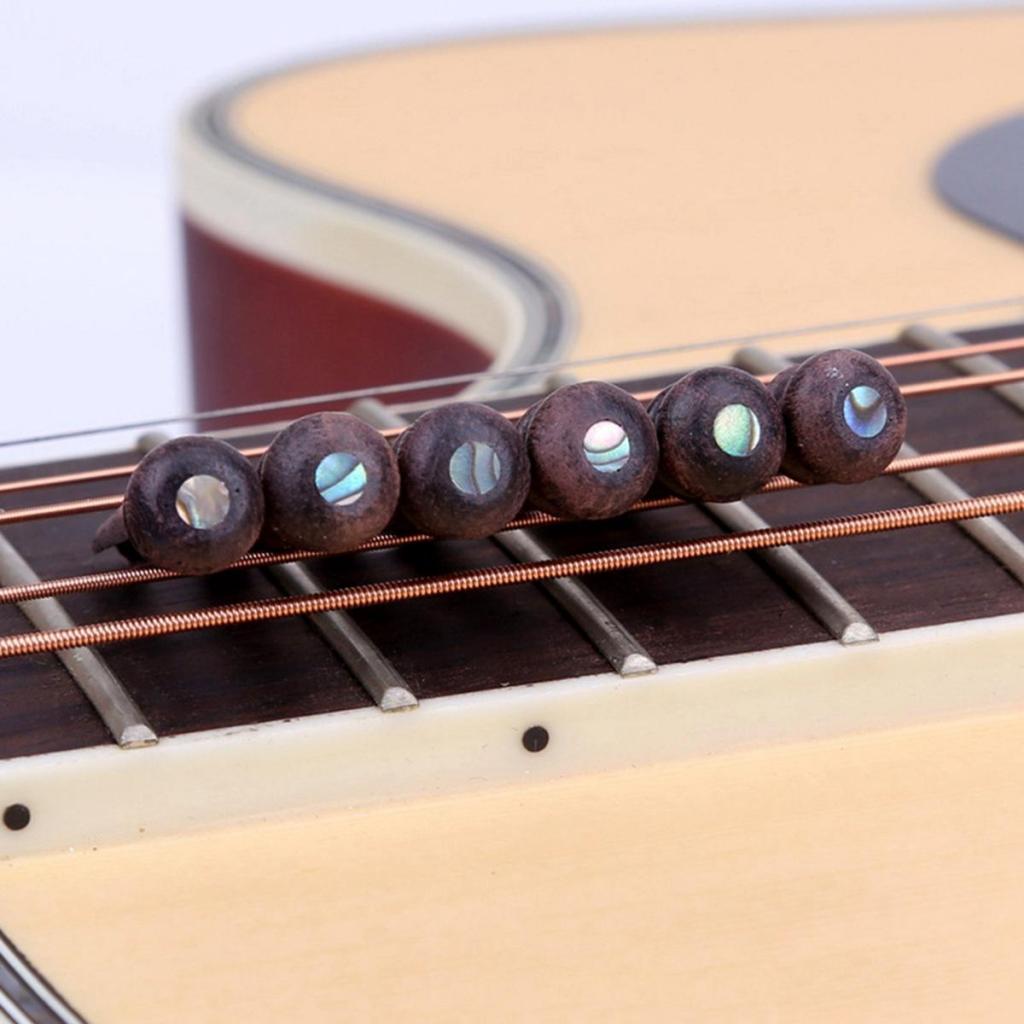 Acoustic Guitar Bone Bridge Saddle and Nut ,Rosewood Bridge Pins Dot