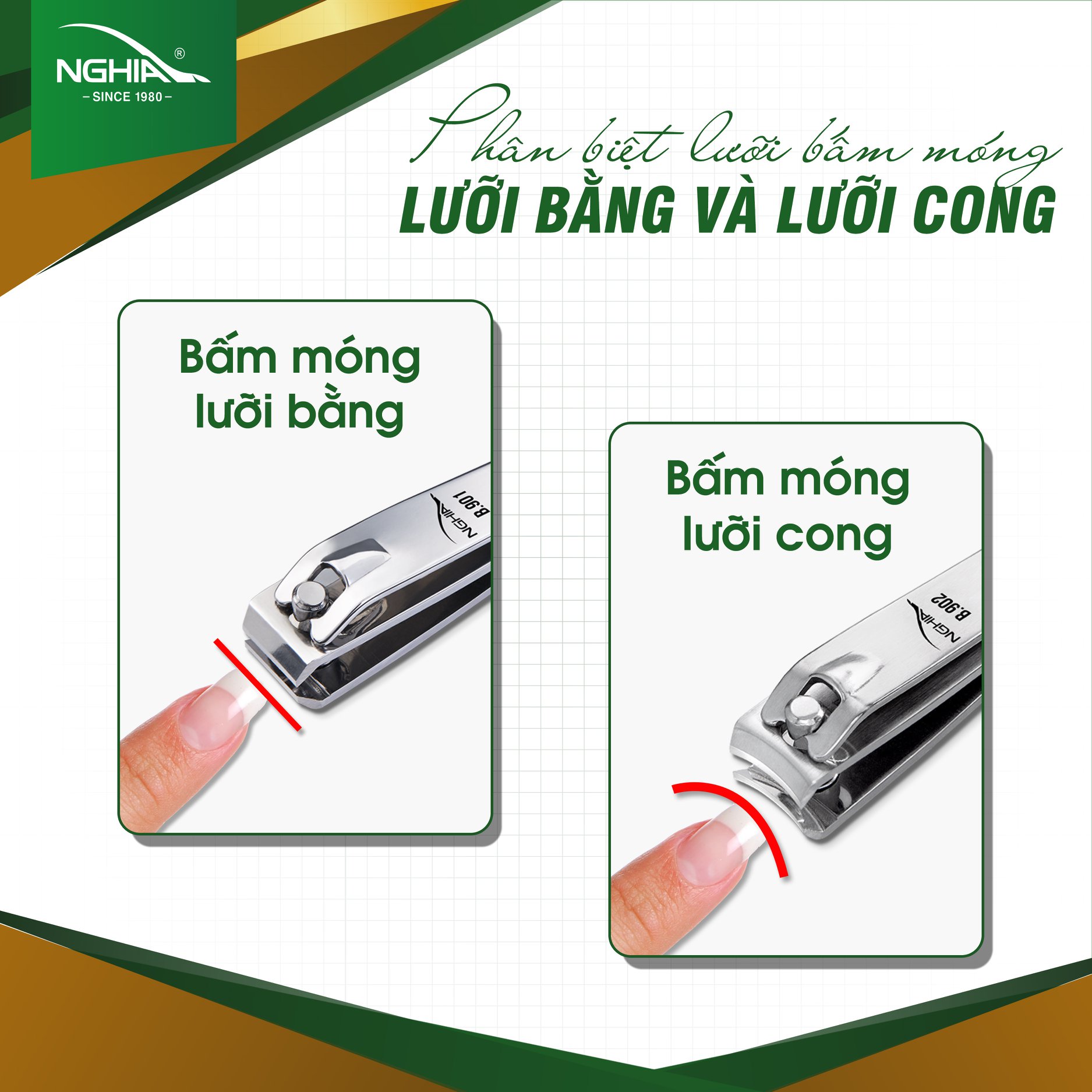 Bấm Móng Tay Chân Thép Không Gỉ KỀM NGHĨA B.904 - Lưỡi Cong